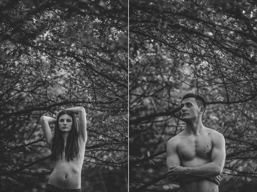 zmysłowa sesja dla par, sesja narzeczenska w sadzie, subtelna sesja fotograficzna 