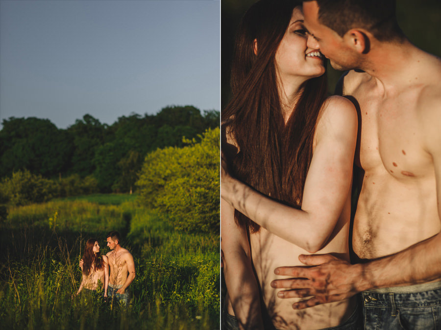zmysłowa sesja dla par, sesja narzeczenska w sadzie, subtelna sesja fotograficzna 