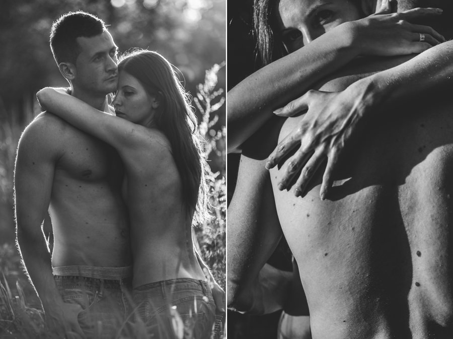 zmysłowa sesja dla par, sesja narzeczenska w sadzie, subtelna sesja fotograficzna 