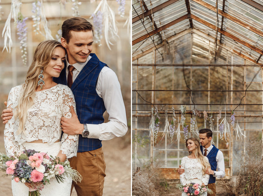 sesja ślubna, stylizowana sesja ślubna, sesja boho, sesja w szklarni, sesja plenerowa na pustyni, zimowa sesja ślubna, jura krakowsko częstochowska, minerały, bukiet ślubny,