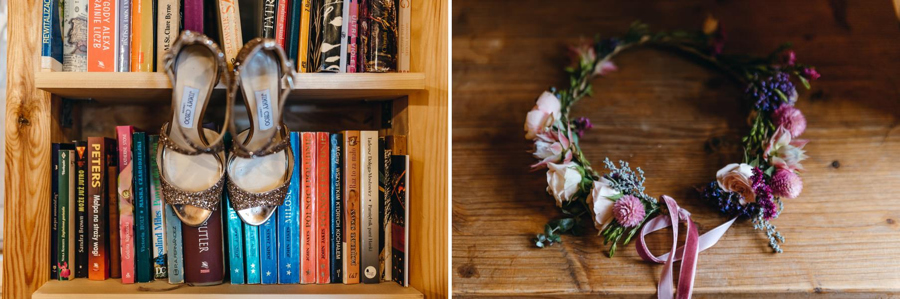 detale śłubne, buty ślubne, jimmy choo, wianek, boho styl