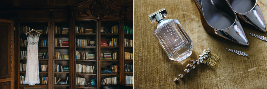 suknia panny młodej, biblioteka pałacu goetza w brzesku, detale ślubne, buty ślubne, perfumy