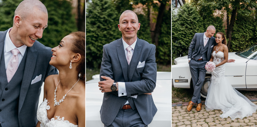 auto do slubu, biały kabriolet, amerykanski cadilac, król szos, para młoda, sesja w dniu slubu