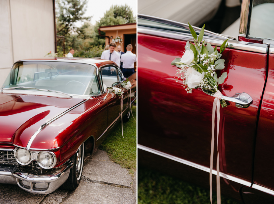 detale ślubne, eleganckie wesele, kabriolet, cadillac