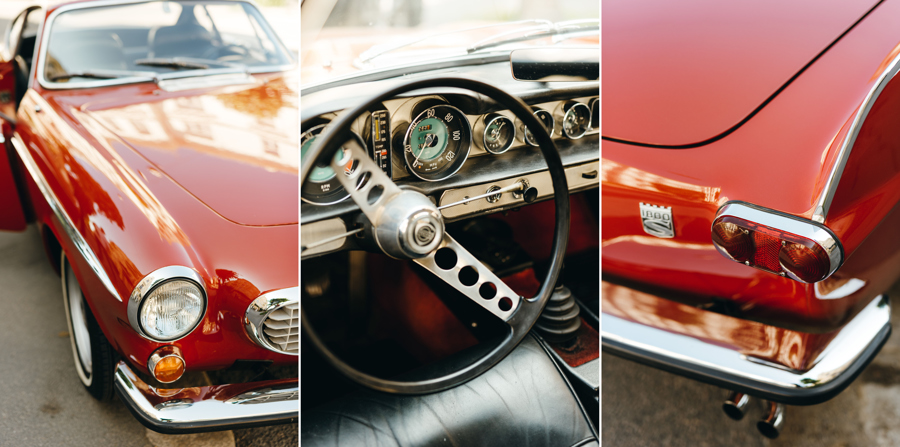 klasyk, volvo P1800S, detale, retro samochód, unikat, auto do ślubu