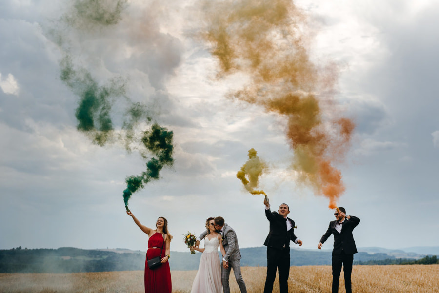 race dymne na weselu, sesja z racami