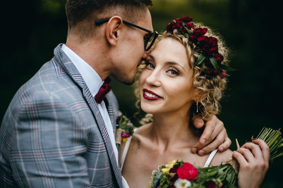 wianek, portret panny młodej, sesja w dniu ślubu