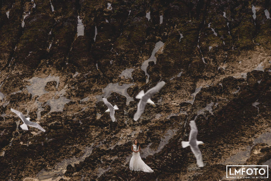 ptaki fotografia slubna skaly woda