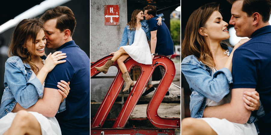 sesja narzeczeńska w Warszawie, fotograf na ślub Warszawa, soho factory, muzeum neonów