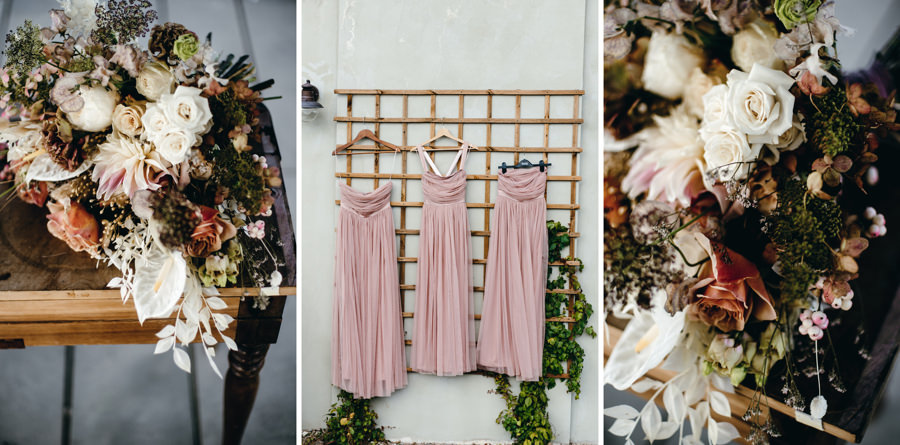 ślub w villa love, bukiet ślubny, suknie druhen