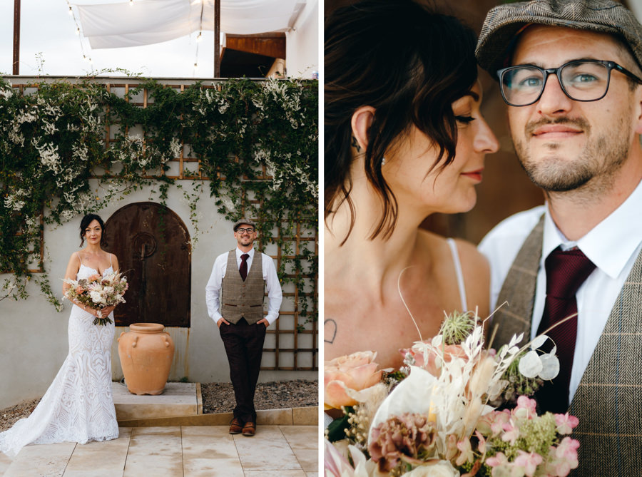 ślub w Villa Love, wesele w toskańskim klimacie,, portret pary młodej, sesja zdjęciowa w dniu ślubu