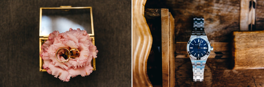 obrączki ślubne, zegarek pana młodego, przygotowania do ślubu, detale