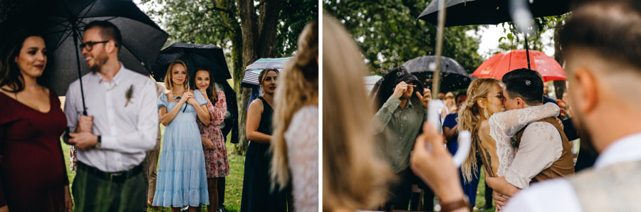 lipowe siedlisko stodola weselna, slub plenerowy w deszczu