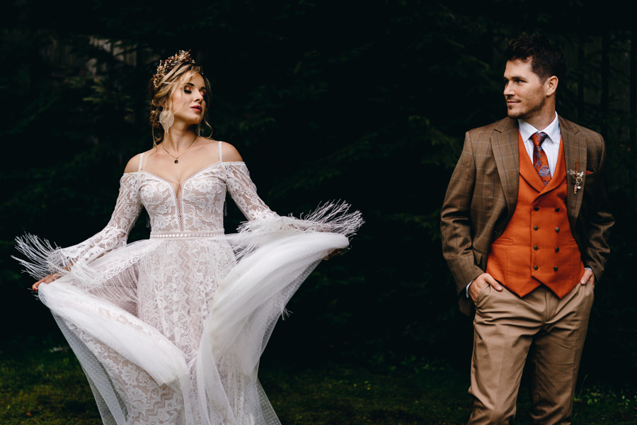 wesele w stylu boho, slub w plenerze, suknia slubna boho marta trojanowska